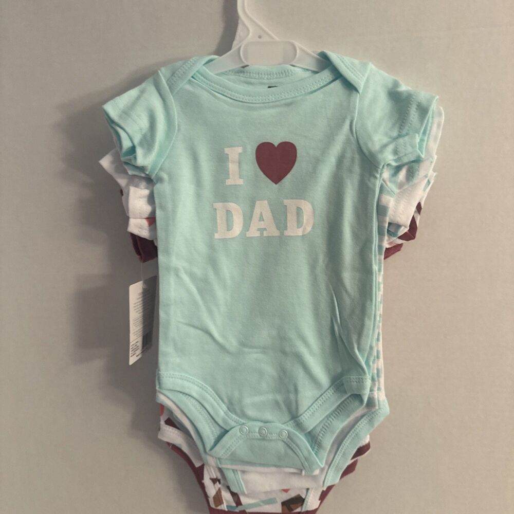 Hudson Baby Short Sleeve Bodysuits, 5-Pack Love My Mama I Love Dad NWT